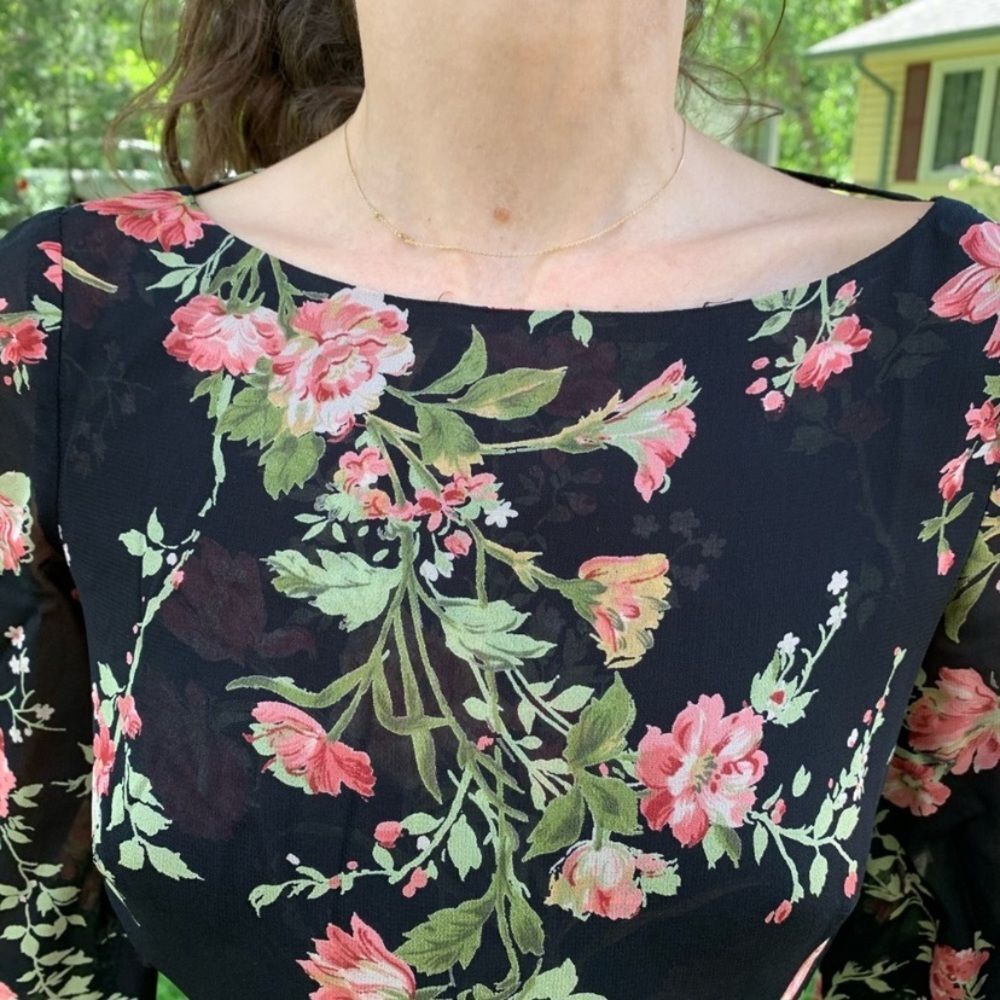 Reformation Black Floral Open Back Jumpsuit, Boatneck,Slit Sleeves,made in USA,0 - Picture 6 of 11